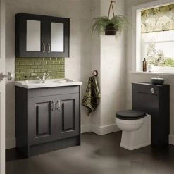 Victorian Plumbing York Traditional Dark Grey Bathroom Basin Unit - 820 x 480mm Freestanding Vanity Unit -Vanity Units Shop Y8DGRY d3 460