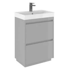 Crosswater Zion 60 Floor Standing Unit with Basin - Storm Grey Matt | Freestanding Vanity Unit